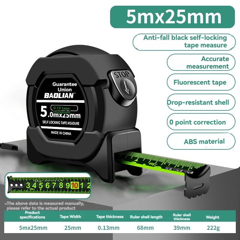 Self Locking Fluorescent Steel Tape Measure High-Precision Laser Inkjet Code Box Ruler Measuring Tool Widened Meter Ruler