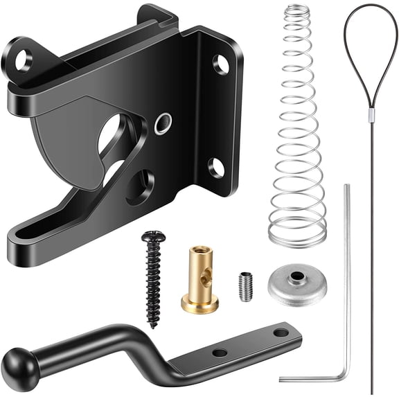Self Locking Gate Gravity Latch Stainless Steel Spring Loaded with Adjustable Gate Latch Automatic Cable Pull Door for Secure Pool for Wooden Fence Metal Post Mount Garden Shed