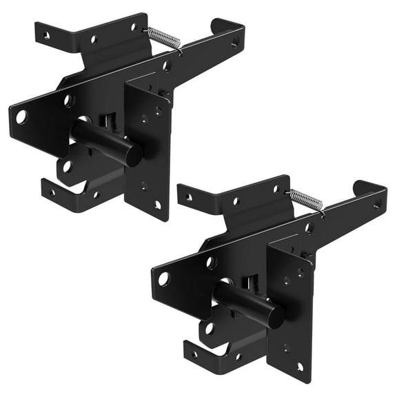 Self-Locking Gate Heavy Duty Post Mount Automatic Gravity Lever, for Wood/PVC Fence Gate Lock, Stainless Steel 304, Garden Vinyl Fence Gate , Black White Colour 2 Pack