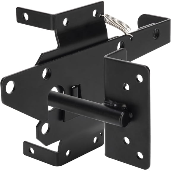 Self Locking Gate Latch, Heavy Duty Post Mount Automatic Gravity Gate Lock Door Latch, Gate Hardware for Secure Pool/Yard/Garden, Steel, Black Finish