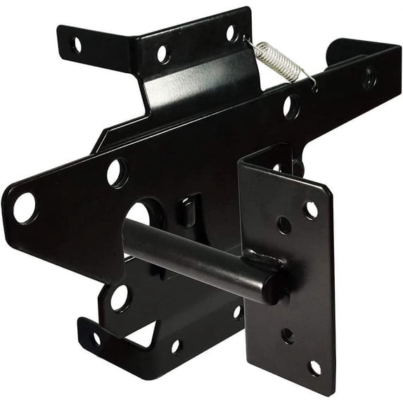 Self-Locking Gate Latch, Heavy Duty Post Mount Automatic Gravity Lever Wood/PVC Fence Gate Lock with Fasteners Hardware,for Secure PoolYardGardenSteel,Black