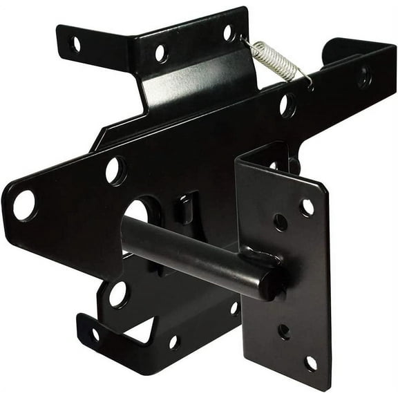 Self-Locking Gate Latch, Heavy Duty Post Mount Automatic Gravity Lever Wood/PVC Fence Gate Lock with Fasteners Hardware,for Secure PoolYardGardenSteel,Black