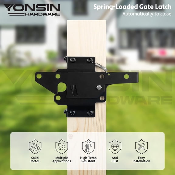 Self Locking Gate Latch Heavy Duty for Wooden Fence Gate, Post Mount Automatic Gravity Gate Lock Door Latch Hardware for Garden, Yard, Secure Pool, Black$$Tools & Hardware Other