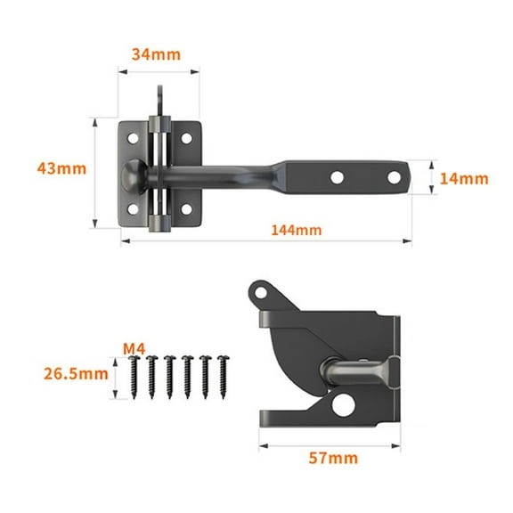 Self-Locking Gate Latch for Wooden Fence, Automatic Gravity Lever Door Latches with Longer Fasteners & Pull String for Secure Pool, Garden