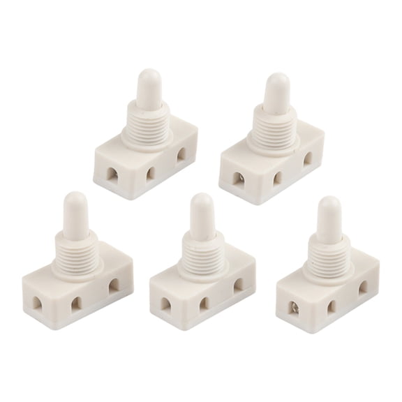 Self-Locking Plastic Push Button Switch For Desk And Bedroom Lamps, 2A 250V ABS Material With Screw Terminal Connection, ON-OFF Control, 10Mm Diameter