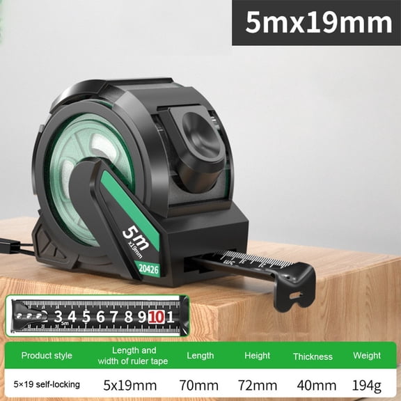 Self-Locking Steel Tape Measure 3M/5M/7.5M/10M Rubber Coated Anti-Slip Ruler With Clear Scale Black Gold Abs+Tpr Construction Measuring Tool 5M*19Mm