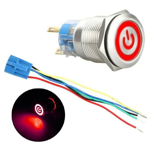 Self-Locking Switch Button Switch Tool Useful Waterproof Parts Push 5A/250Vac 5A/30Vdc Accessories Blue/Red/Green