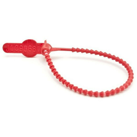 Self Locking Transit Seal 8-1/4" L Red Plastic Numbered Security Seals 250 pack