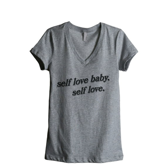 Self Love Baby Women's Fashion Relaxed V-Neck T-Shirt Tee Heather Grey 2X-Large
