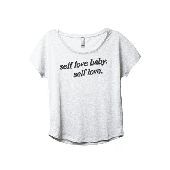 Self Love Baby Women's Fashion Slouchy Dolman T-Shirt Tee Heather White X-Large