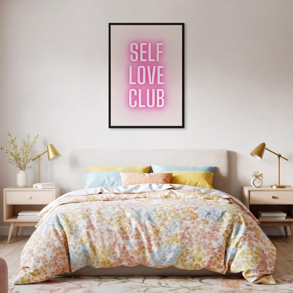 Self Love Club Wall Art Poster Pink Motivational Typography Feminine Empowerment Decor Girls Room Or Wellness Space Design1 Poster, Unframed Size 8x12