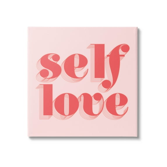Self Love Retro Phrase Inspirational Graphic Art Gallery Wrapped Canvas Print Wall Art