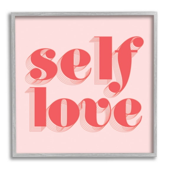 Self Love Retro Phrase Inspirational Graphic Art Gray Framed Art Print Wall Art