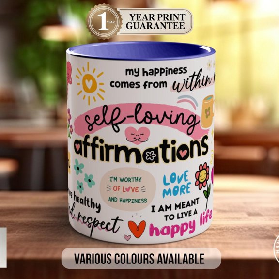 Self-Loving Affirmations Mug: Motivational Mental Health Gift