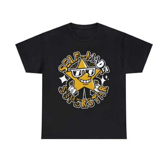 Self-Made Superstar Retro Yellow Ochre Sneaker Tee Shirt Black