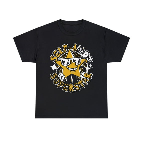 Self-Made Superstar Retro Yellow Ochre Sneaker Tee Shirt Black