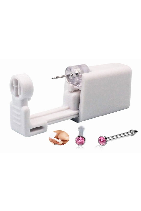 Self Nose Piercing Gun Self Nose Piercing Gun Kit Safety Nose Piercing Gun Kit Tool (Pink)