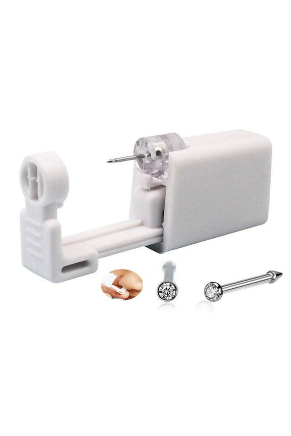 Self Nose Piercing Gun Self Nose Piercing Gun Kit Safety Nose Piercing Gun Kit Tool (White)