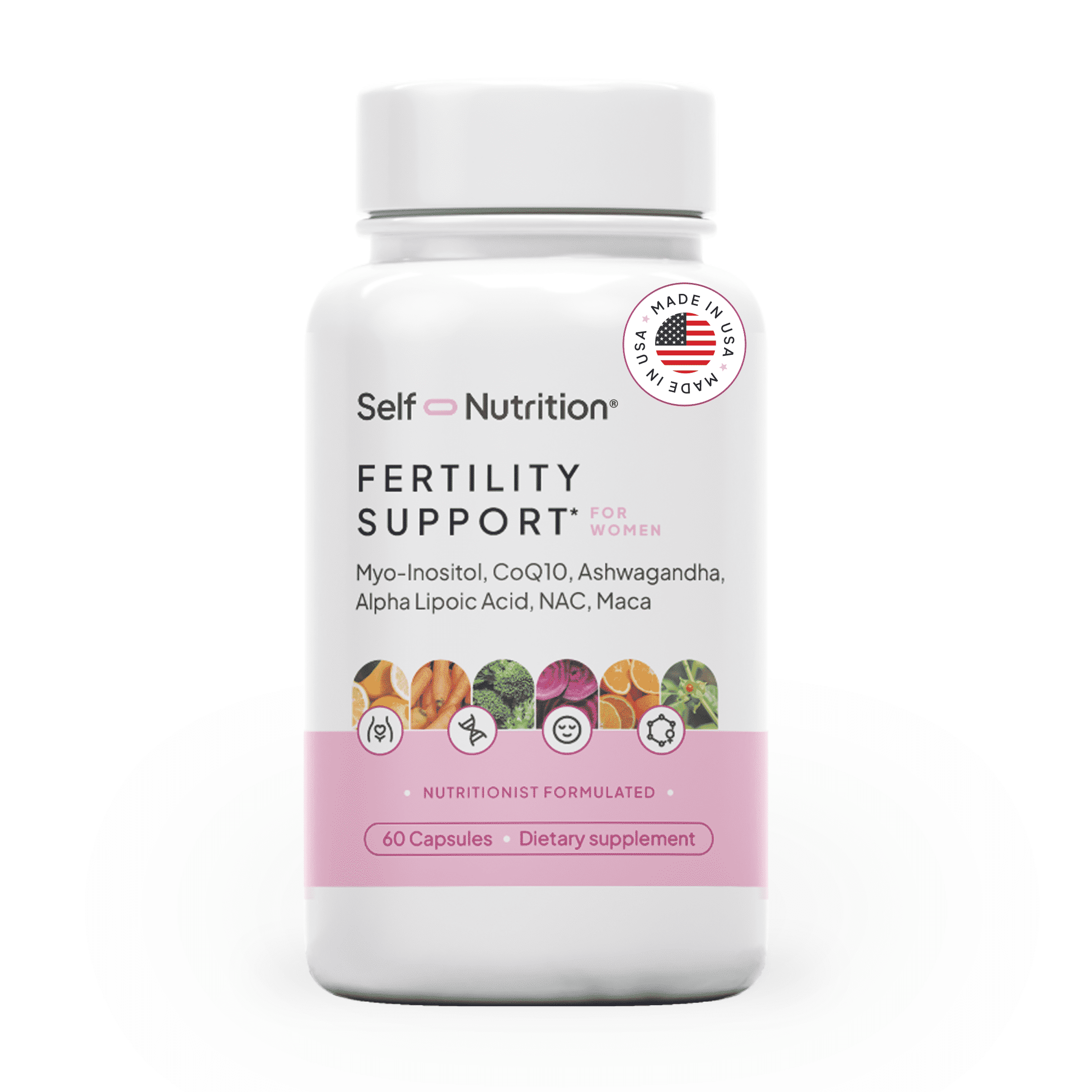 Self Nutrition Fertility Support for Women - Support Cycle Regularity and Ovulation - Vegan, USA, 60 capsules