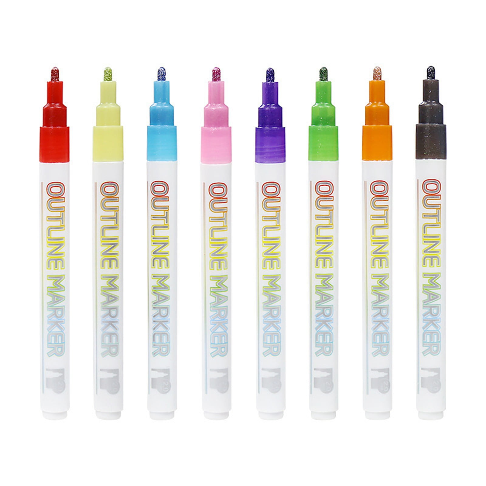 Self-Outline Metallic Markers 8/12 Colors Double Line Outline Marker Sets 