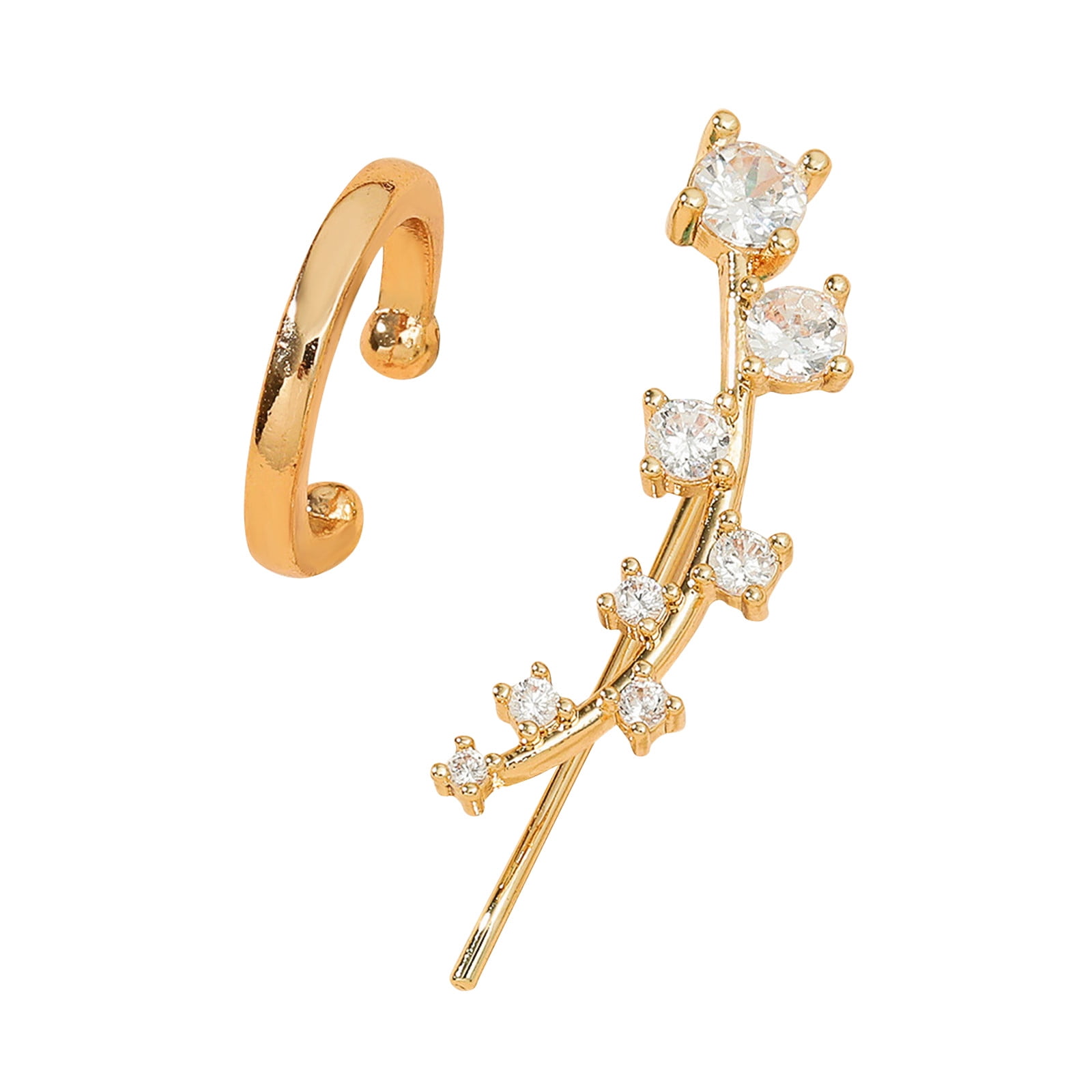 Self Piercing Earrings Hoops Women's Diamond Star Moon Shining Earrings