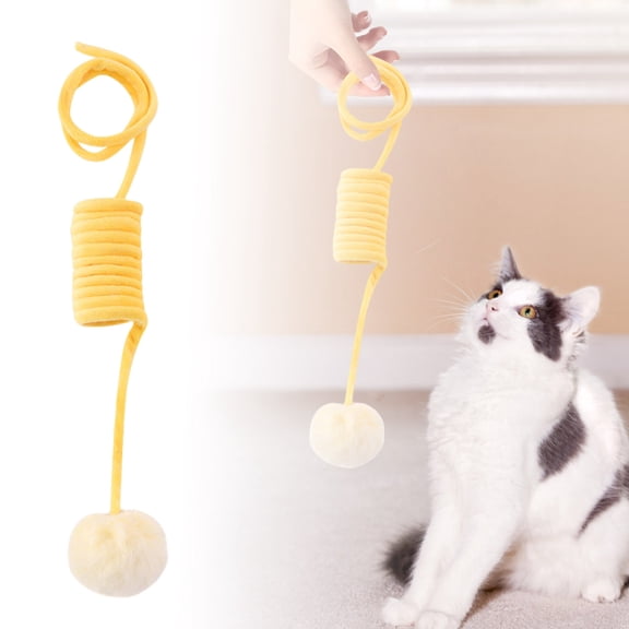 Self-Play Hanging Cat Spring Toy with Bell - Stretchable 40" Plush Interactive Toy for Indoor Cats/Kittens, Boredom Buster with Elasticity for Chasing