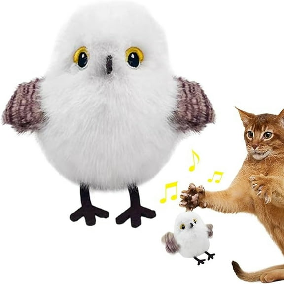 Self Playing Cat Toy, Automatic Teaser Wand with Fluttering Bird Simulation, Interactive Rechargeable Cat Teaser, Battery Operated Chirping Feather Toy for Indoor Cats, Durable Pet Entertainment Wand