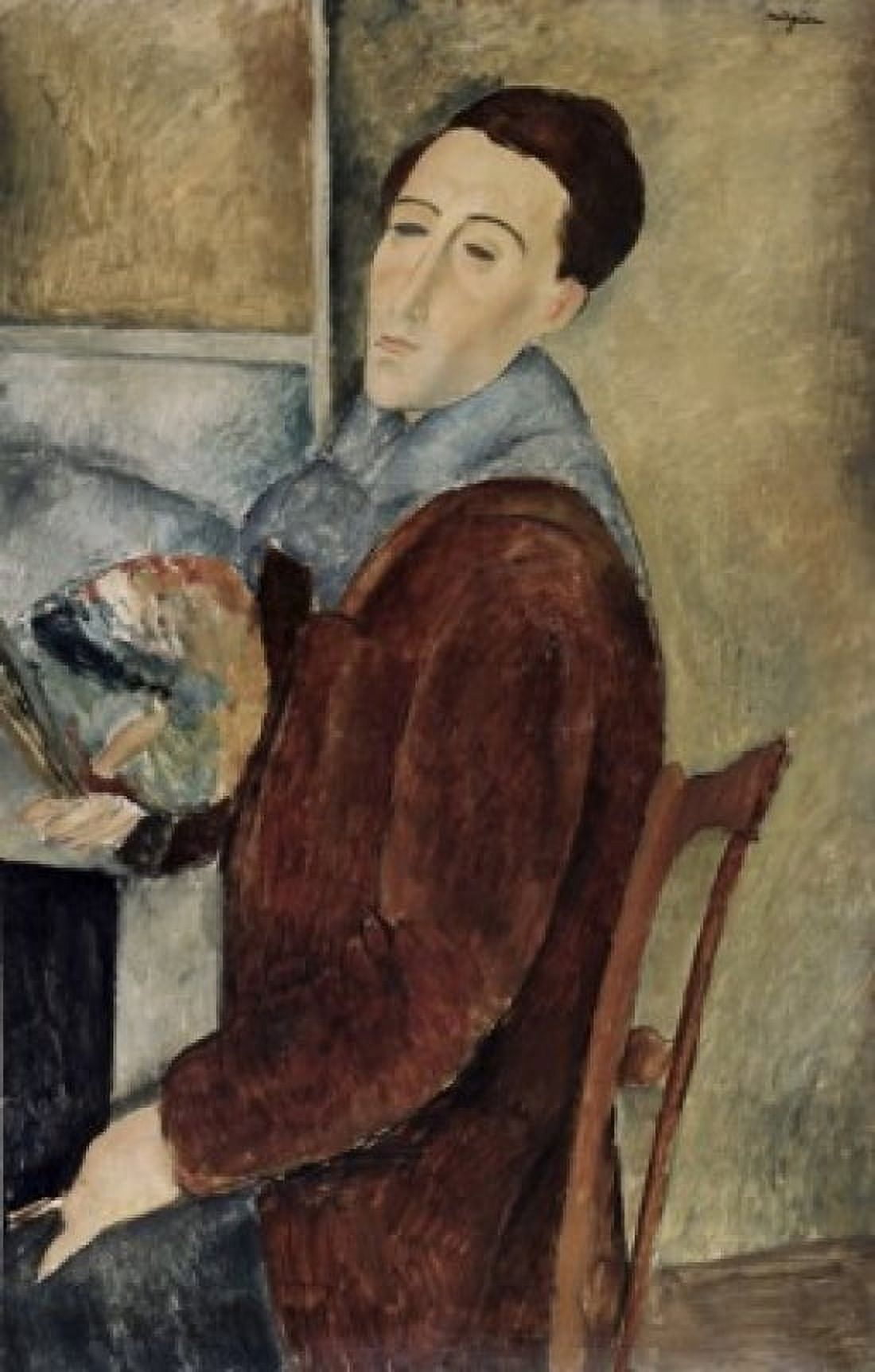 Self-Portrait 1919 Amedeo Modigliani (1884-1920Italian) Oil on canvas Francisco Matarazzo Sobrinho Collection Sao Paulo Canvas Art - Amedeo Modigliani (24 x 36)