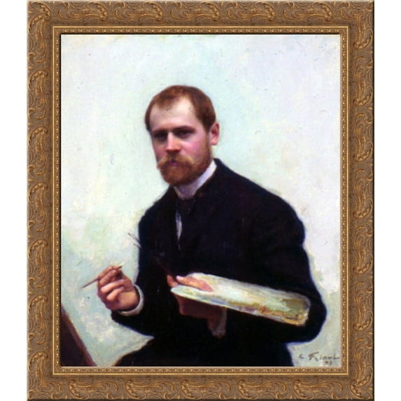 Self'Portrait 20x22 Gold Ornate Wood Framed Canvas Art by Friant, Emile