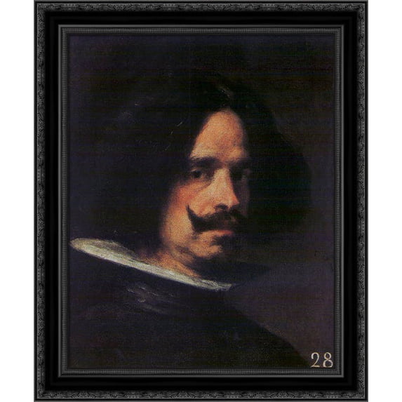Self Portrait 20x23 Black Ornate Wood Framed Canvas Art by Velazquez, Diego Rodriguez de Silva