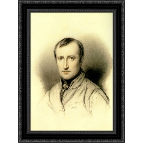 Self Portrait 20x24 Black Ornate Wood Framed Canvas Art by Delaroche, Paul