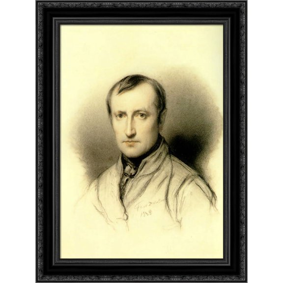 Self Portrait 20x24 Black Ornate Wood Framed Canvas Art by Delaroche, Paul