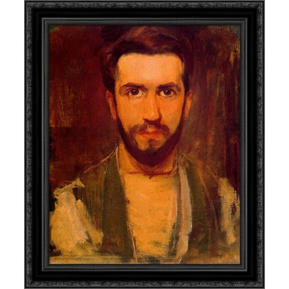 Self Portrait 20x24 Black Ornate Wood Framed Canvas Art by Mondrian, Piet