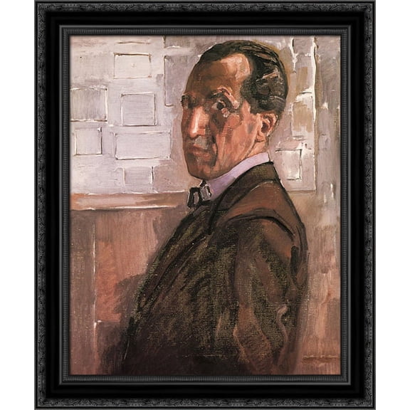 Self Portrait 20x24 Black Ornate Wood Framed Canvas Art by Mondrian, Piet