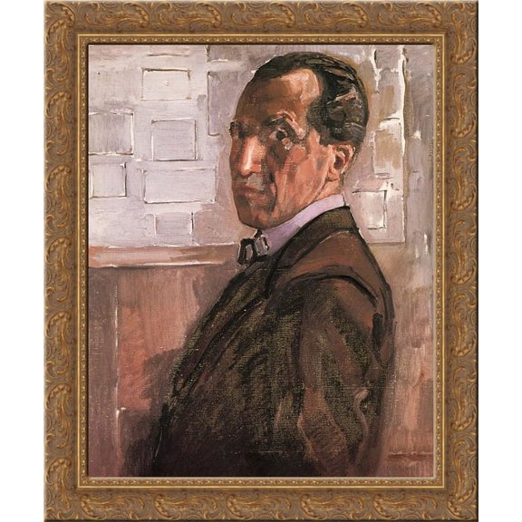 Self Portrait 20x24 Gold Ornate Wood Framed Canvas Art by Mondrian, Piet