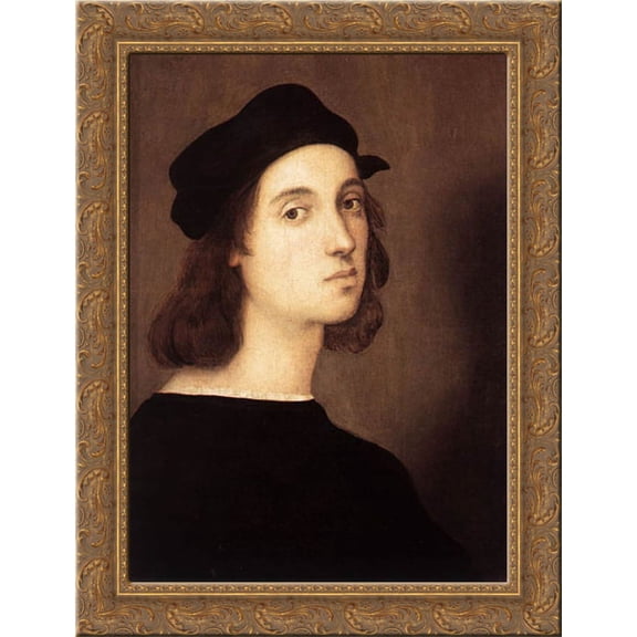 Self-Portrait 20x24 Gold Ornate Wood Framed Canvas Art by Raphael
