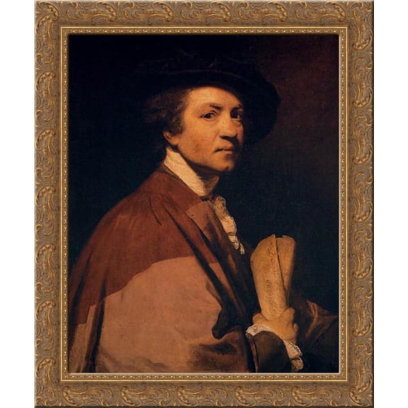 Self Portrait 20x24 Gold Ornate Wood Framed Canvas Art by Reynolds, Joshua