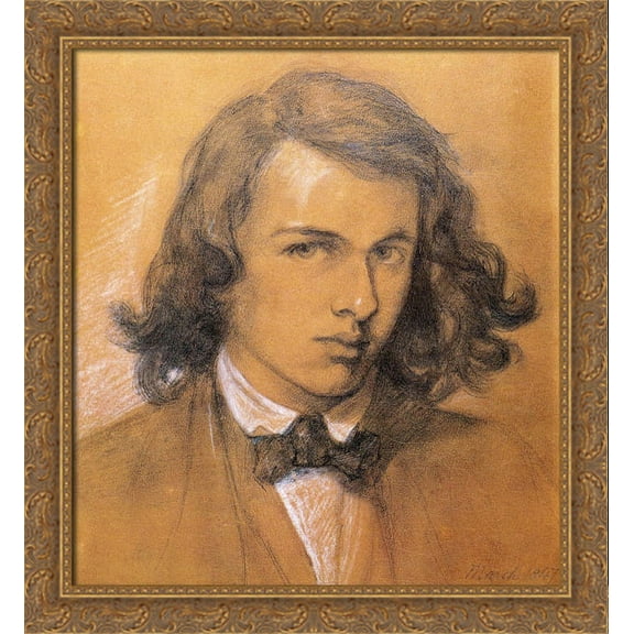 Self Portrait 28x30 Large Gold Ornate Wood Framed Canvas Art by Dante Gabriel Rossetti