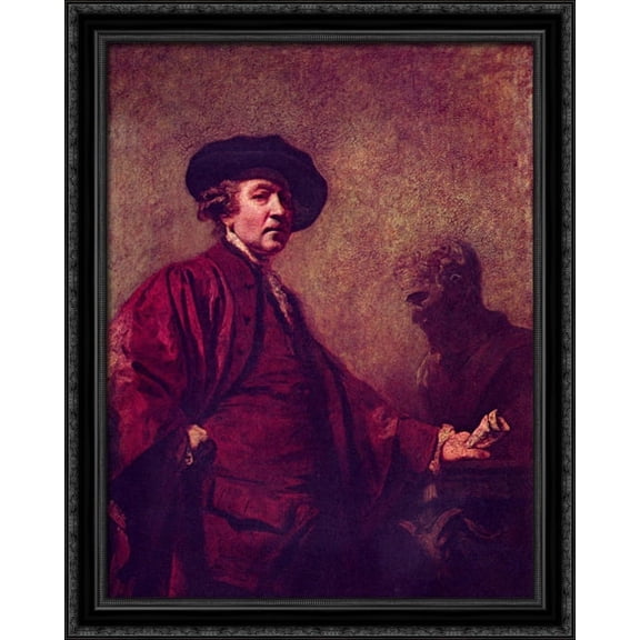 Self-Portrait 28x34 Large Black Ornate Wood Framed Canvas Art by Joshua Reynolds