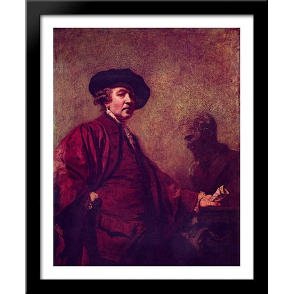 Self-Portrait 28x34 Large Black Wood Framed Print Art by Joshua Reynolds