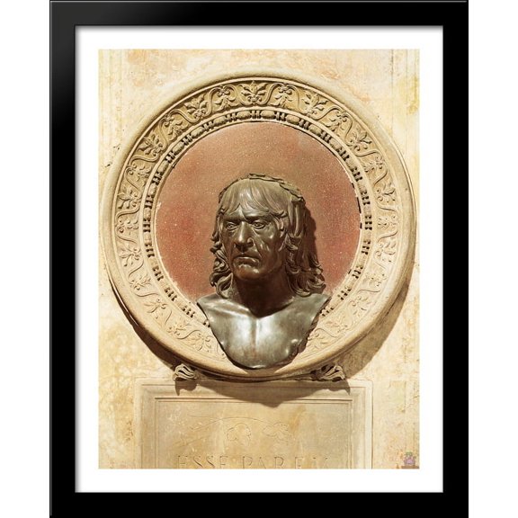 Self-Portrait 28x36 Large Black Wood Framed Print Art by Andrea Mantegna