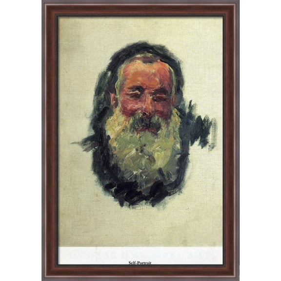 Self Portrait 28x40 Large Walnut Ornate Wood Framed Canvas Art by Claude Monet