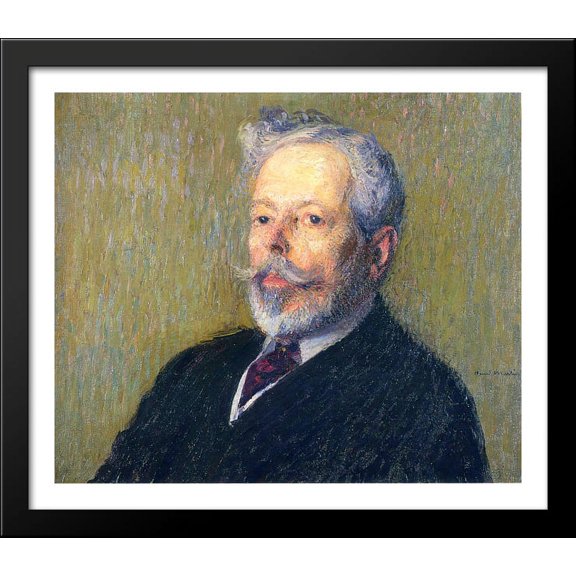 Self Portrait 32x28 Large Black Wood Framed Print Art by Henri Martin