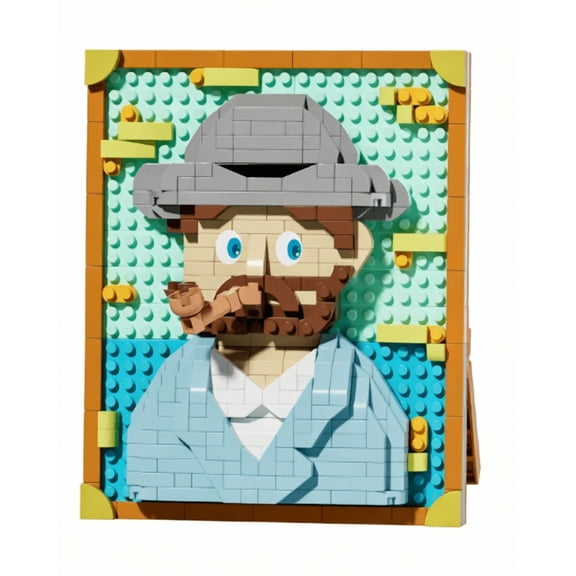 Self-Portrait Art Building Block Painting, Painting-Inspired Brick Art Frame, 400 Pieces, Building Block Display Gift
