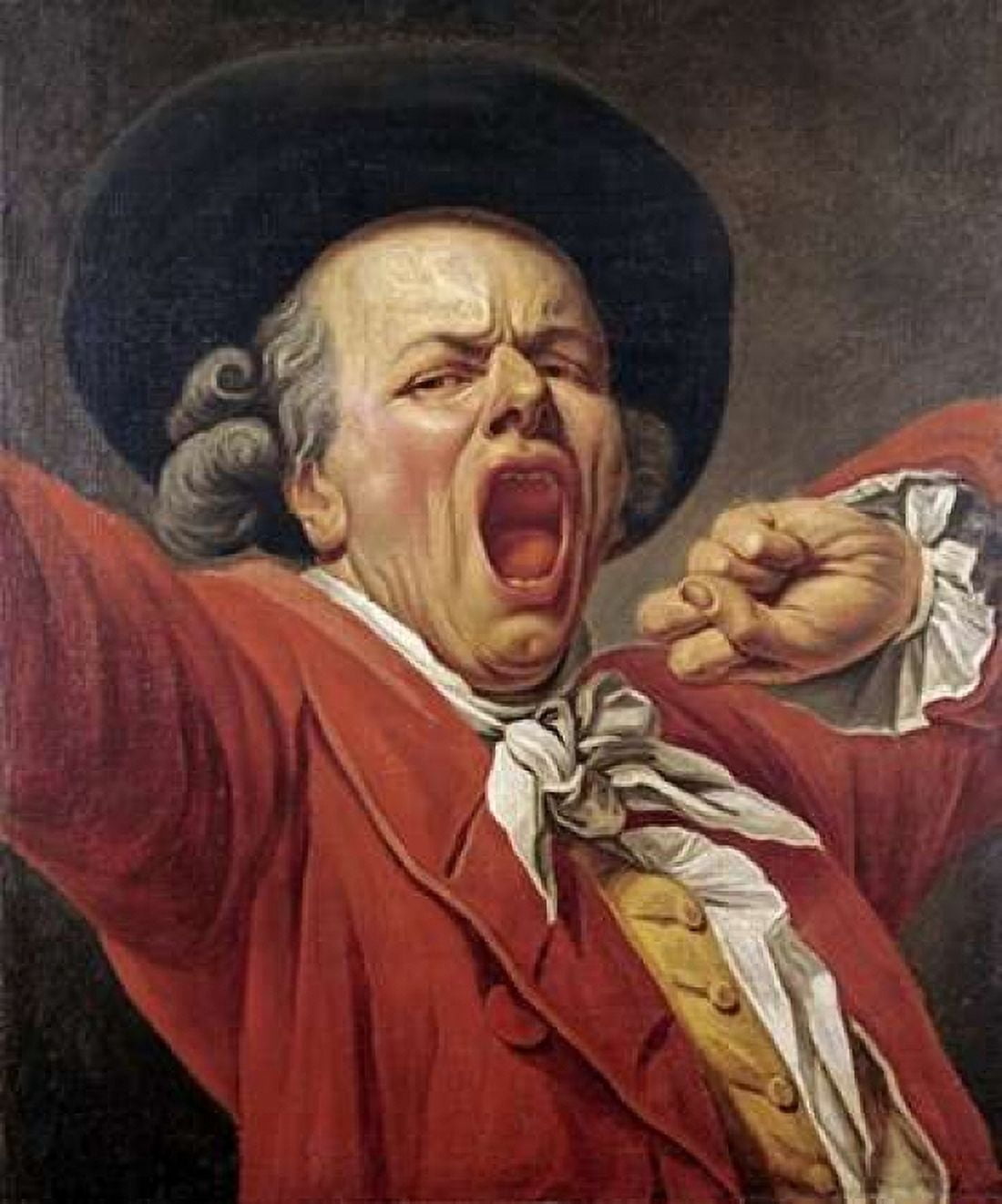 Self-Portrait As a Yawning Man Canvas Art - Francois-Joseph Ducreux (20 x 24)