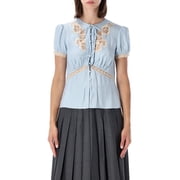 Self-Portrait Blue Lace Trim Blouse Womens