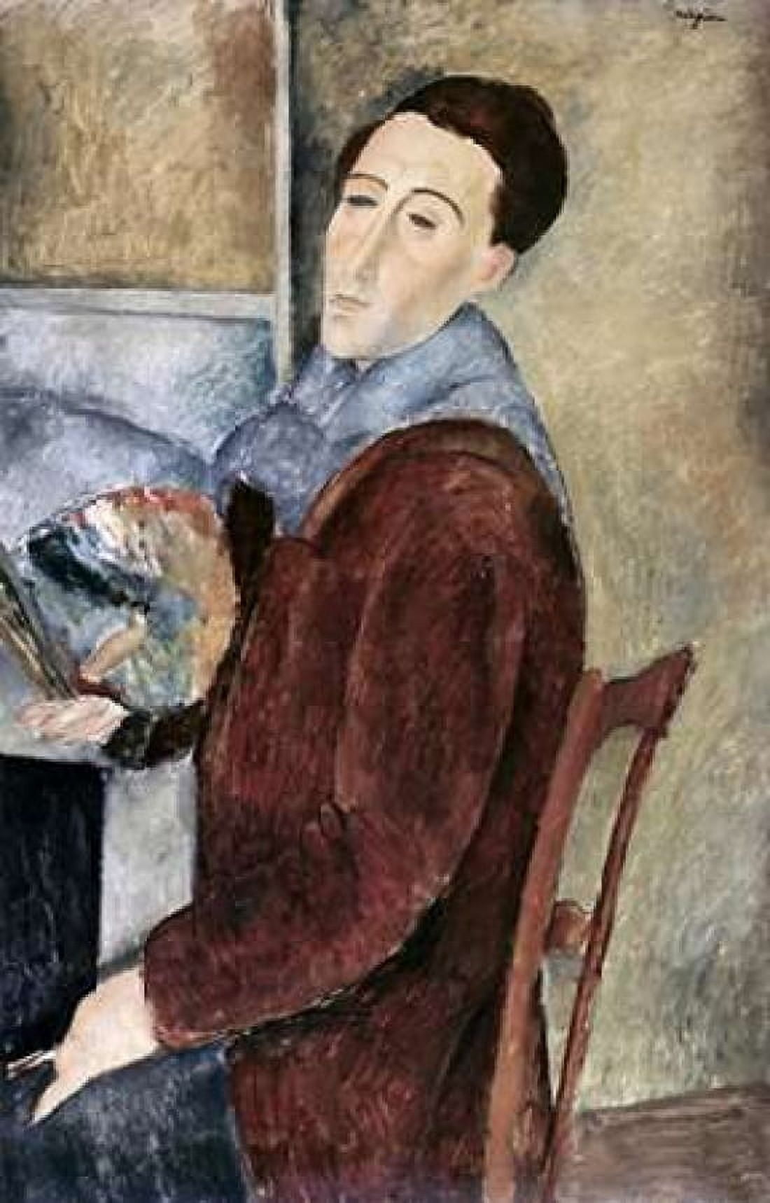 Self-Portrait Canvas Art - Amedeo Modigliani (24 x 36)