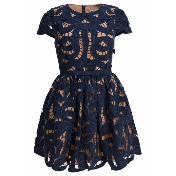 Self-Portrait Navy Bow Embroidered Mini Dress (Women's)