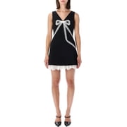 Self-Portrait Crepe Bow Lace Mini Dress Women's