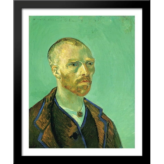 Self Portrait Dedicated to Paul Gauguin 28x34 Large Black Wood Framed Print Art by Vincent van Gogh